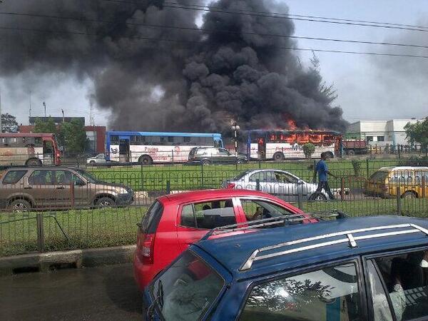 Burnt buses