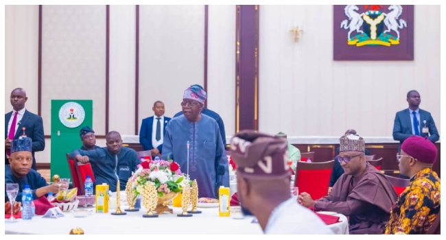 President Bola Tinubu speaks at the State House in Abuja on March 20, 2024. Credit: State House